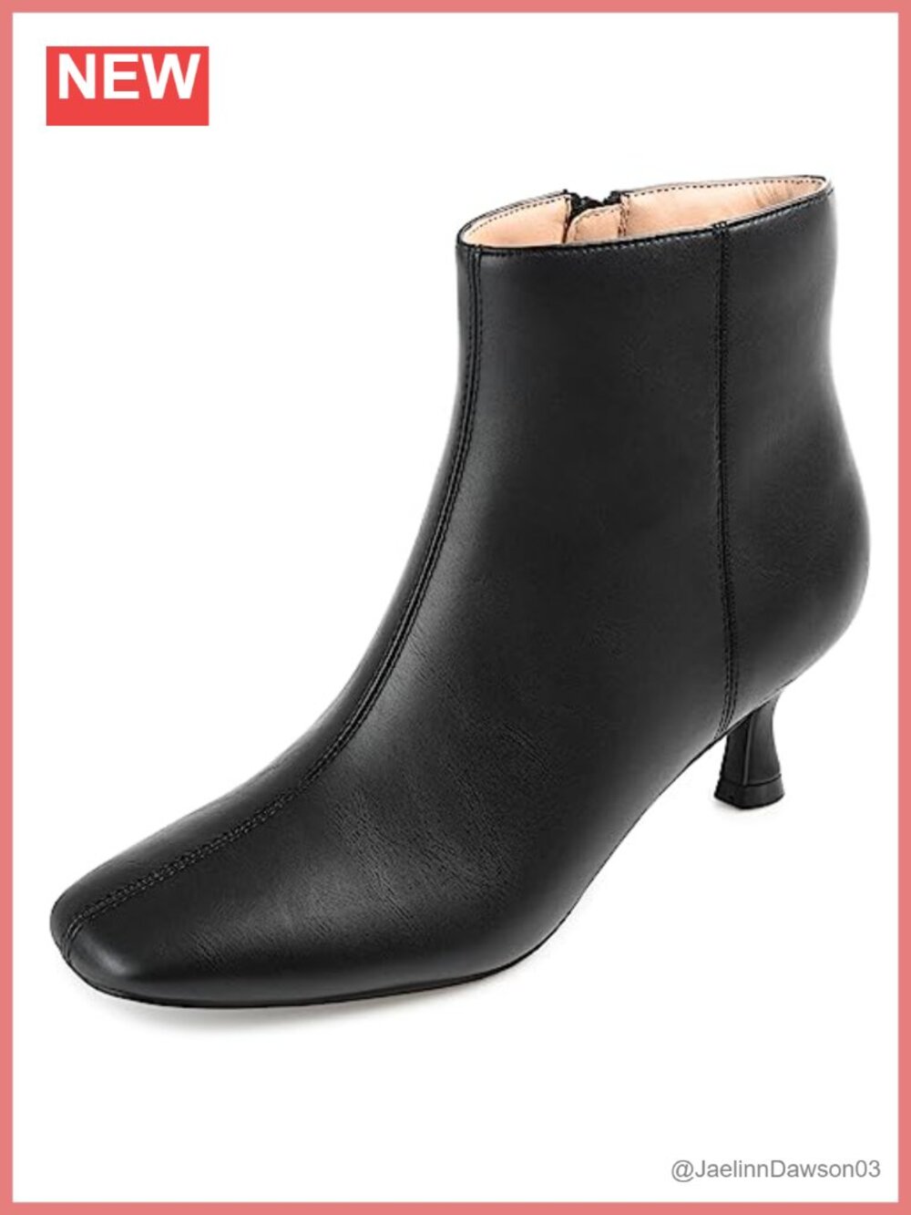 Journee Collection Kelssa Faux Leather Square Toe Kitten Heel Ankle Bootie